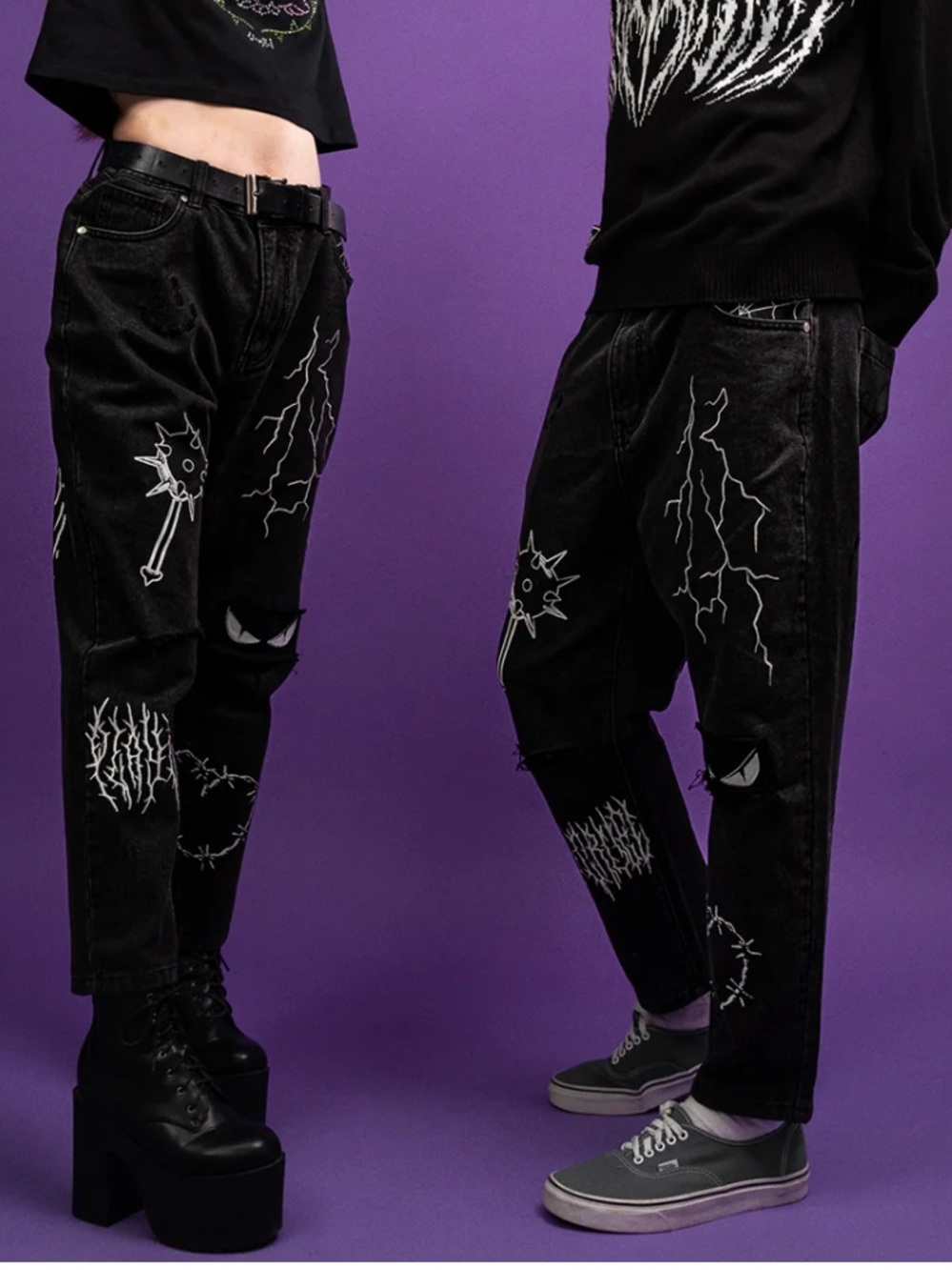 Very Cool Size 36 Black Denim “Spooky” Cotton Jeans